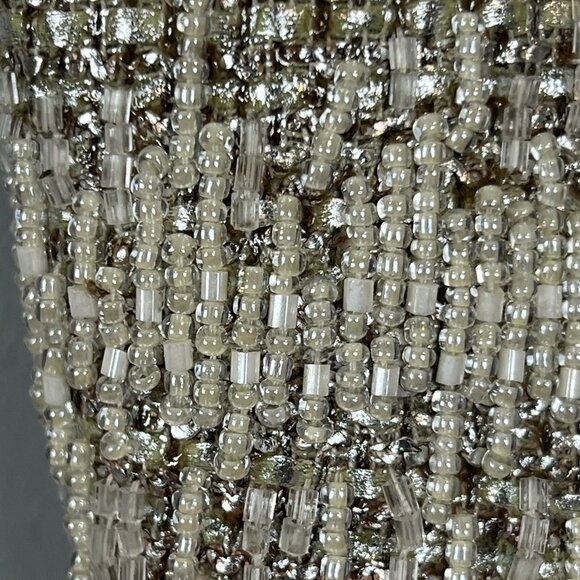 Carmen Marc Valvo Metallic Gold Shift Dress Size 8 Beaded Empire Waist Goddess - Picture 5 of 12